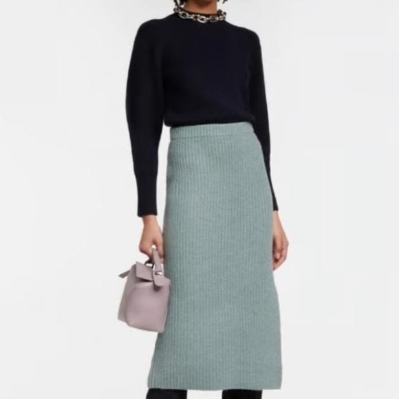 Vince ribbed-knit straight skirt (light green, large) - Picture 2 of 16